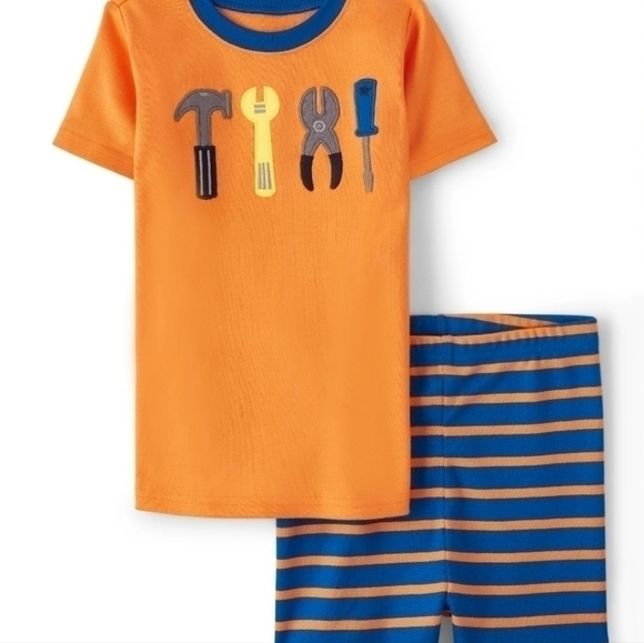 NEW Gymboree Pajamas Boys Tools Cotton 2-Piece Pajamas Quench Blue - Picture 1 of 4